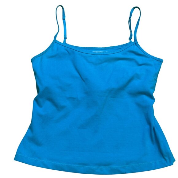 90S Y2K Route 66 Blue Cropped Cami‎ Shelf Bra L - Picture 1 of 5